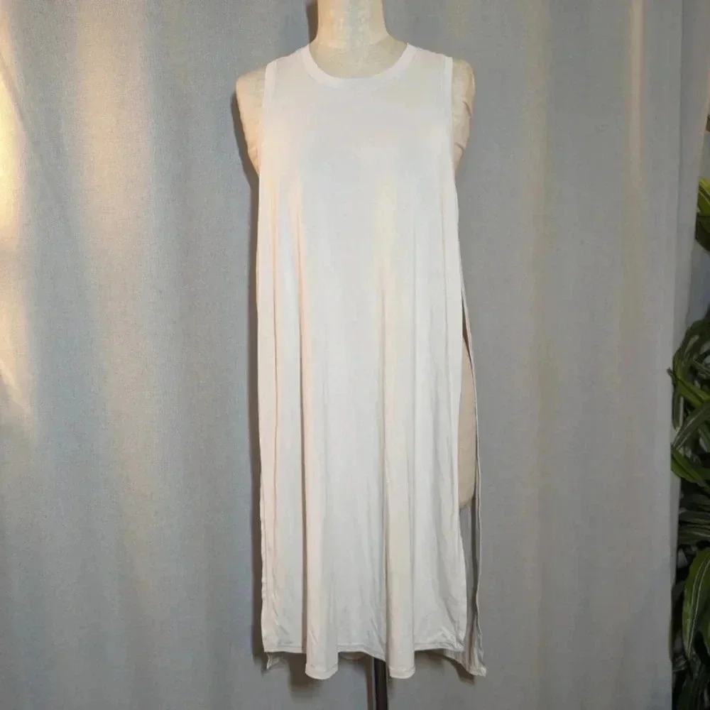 Lululemon Soft Midi White Dress High Side Slits Size 6